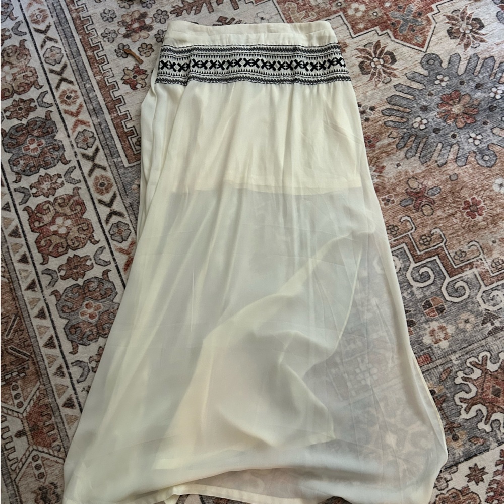 Sheer flowy skirt.